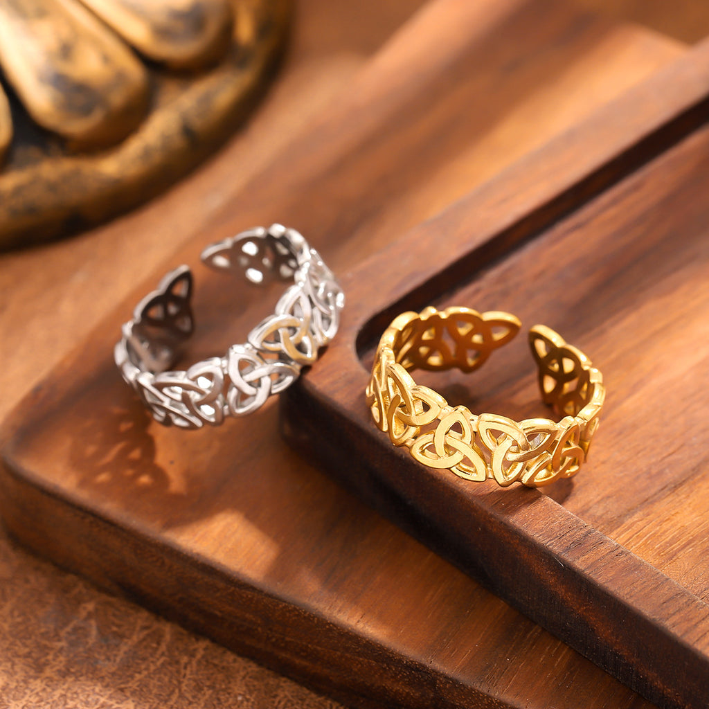 Adjustable Celtic Knot Ring – Gold/Silver Open Band