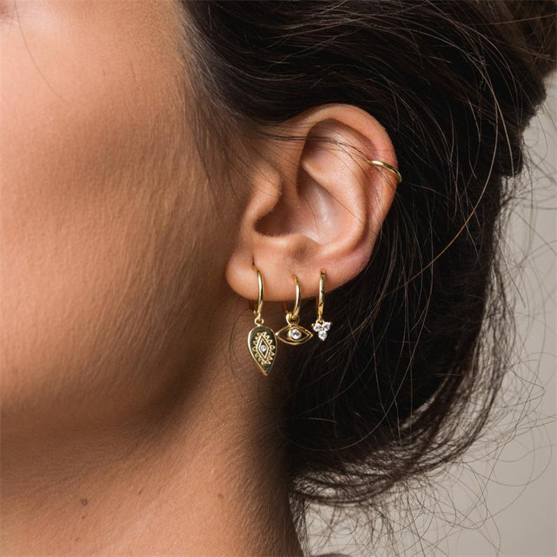 S925 sterling silver zircon eye earring