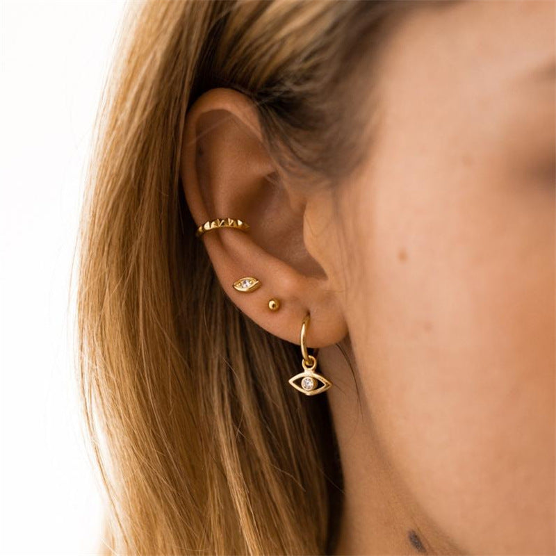 S925 sterling silver zircon eye earring