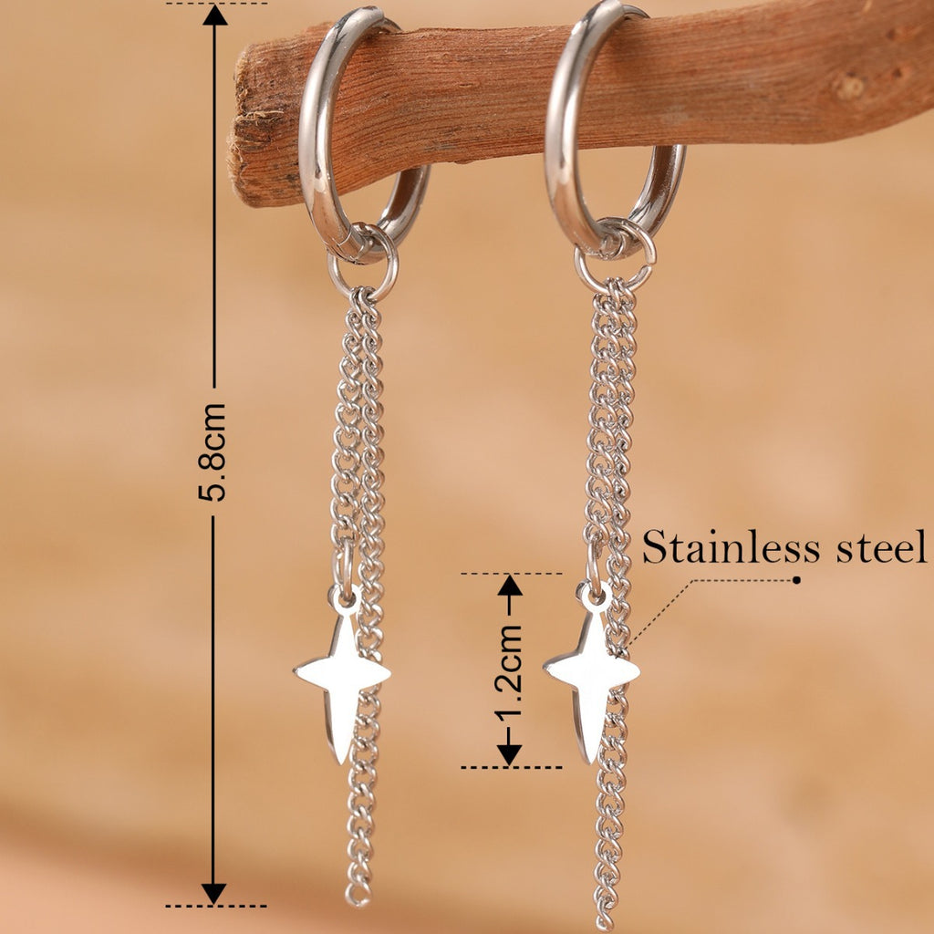 Celestial Star Chain Hoop Earrings
