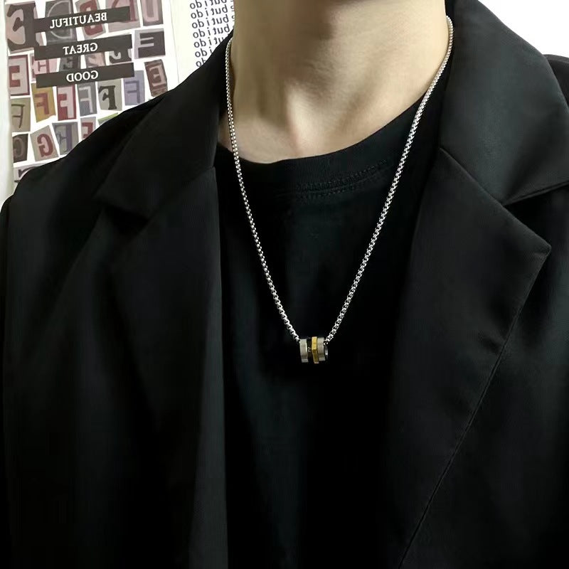 Two-Tone Roman Numeral Pendant Necklace