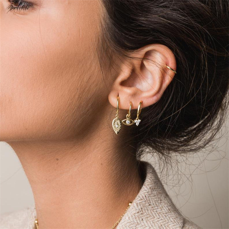 S925 sterling silver zircon eye earring