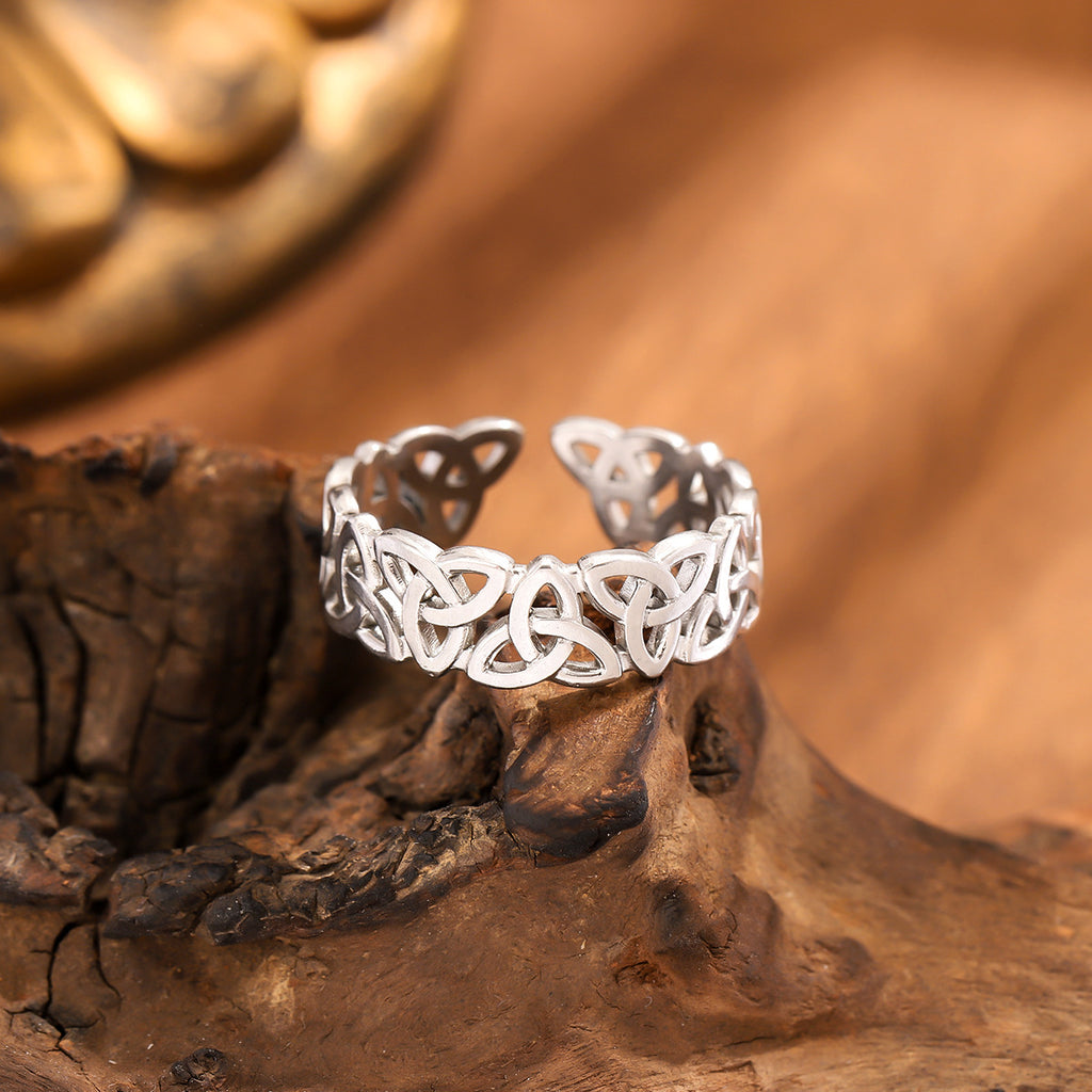 Adjustable Celtic Knot Ring – Gold/Silver Open Band