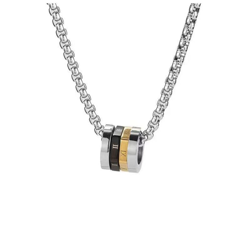 Two-Tone Roman Numeral Pendant Necklace