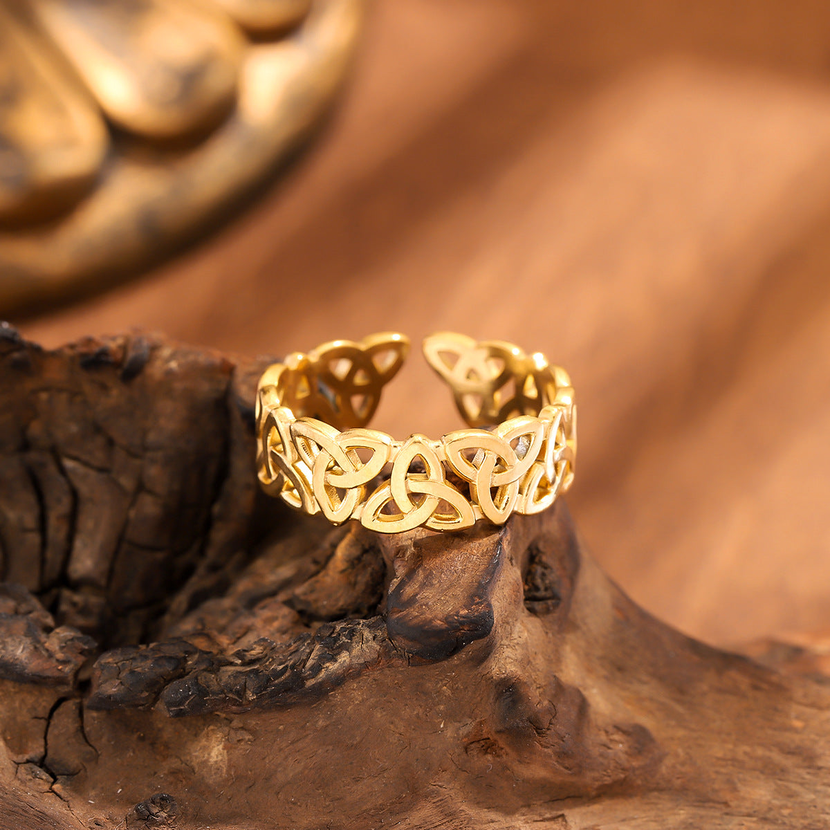 Adjustable Celtic Knot Ring – Gold/Silver Open Band