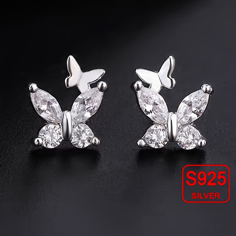 Crystal Butterfly Stud Earrings