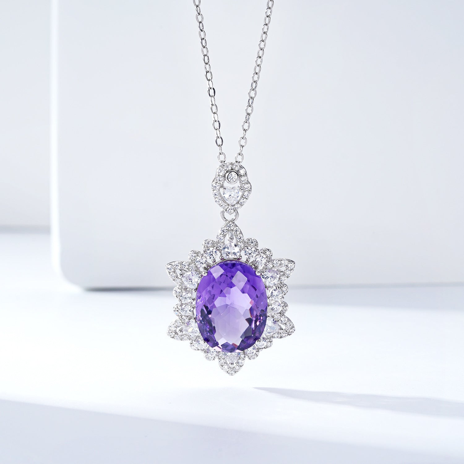 Natural Amethyst Silver Necklace