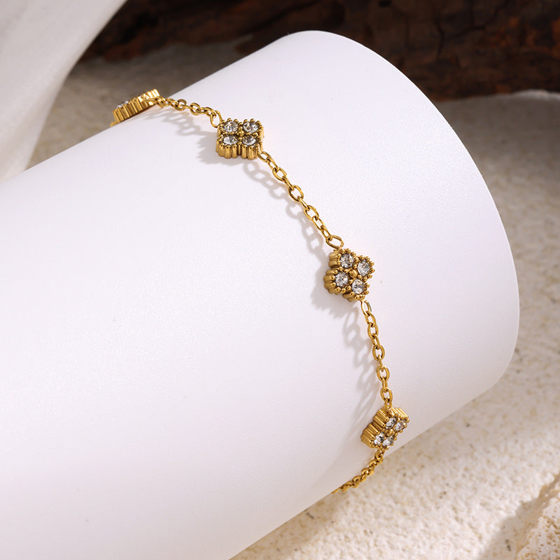 Gold Crystal Flower Bracelet