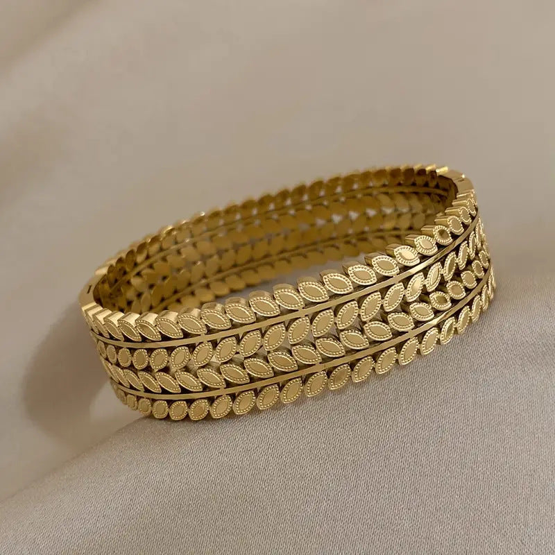 Golden Leaf Statement Cuff Bracelet