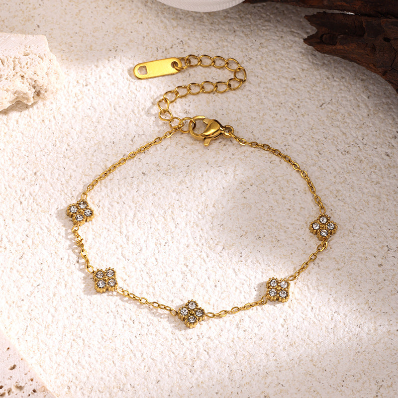 Gold Crystal Flower Bracelet