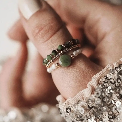 Boho Gemstone Stack Ring Set