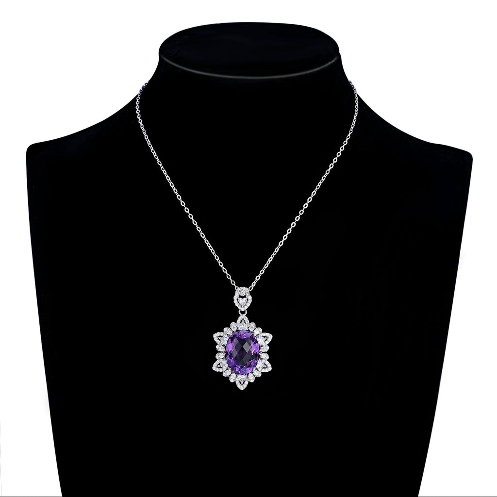 Natural Amethyst Silver Necklace