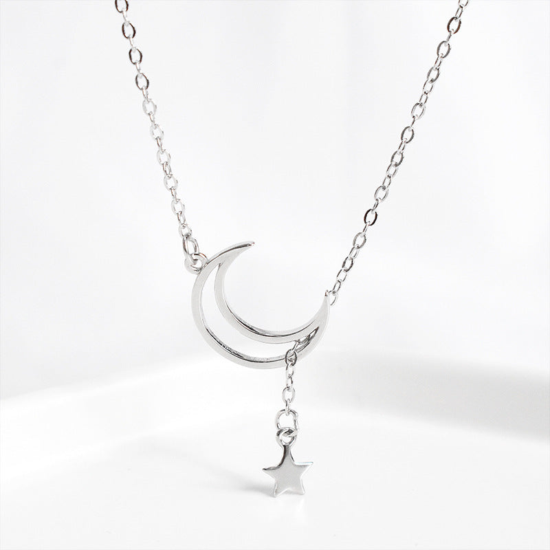 Crescent Moon Necklace with Star Drop (Gold/Silver)