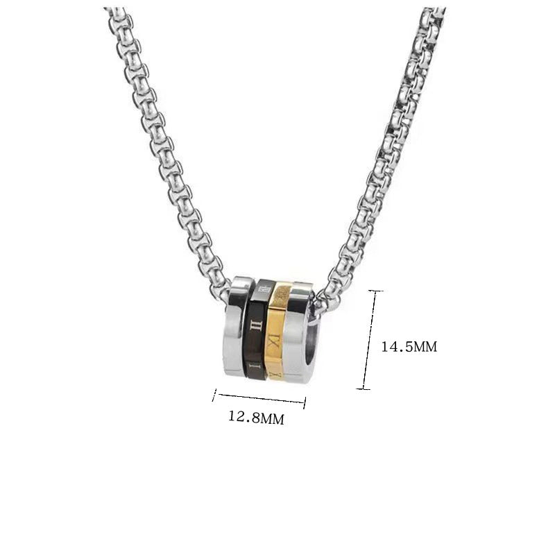 Two-Tone Roman Numeral Pendant Necklace