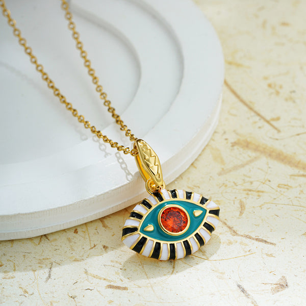 Evil Eye Crystal Charm Necklace – Colorful Protection Pendant