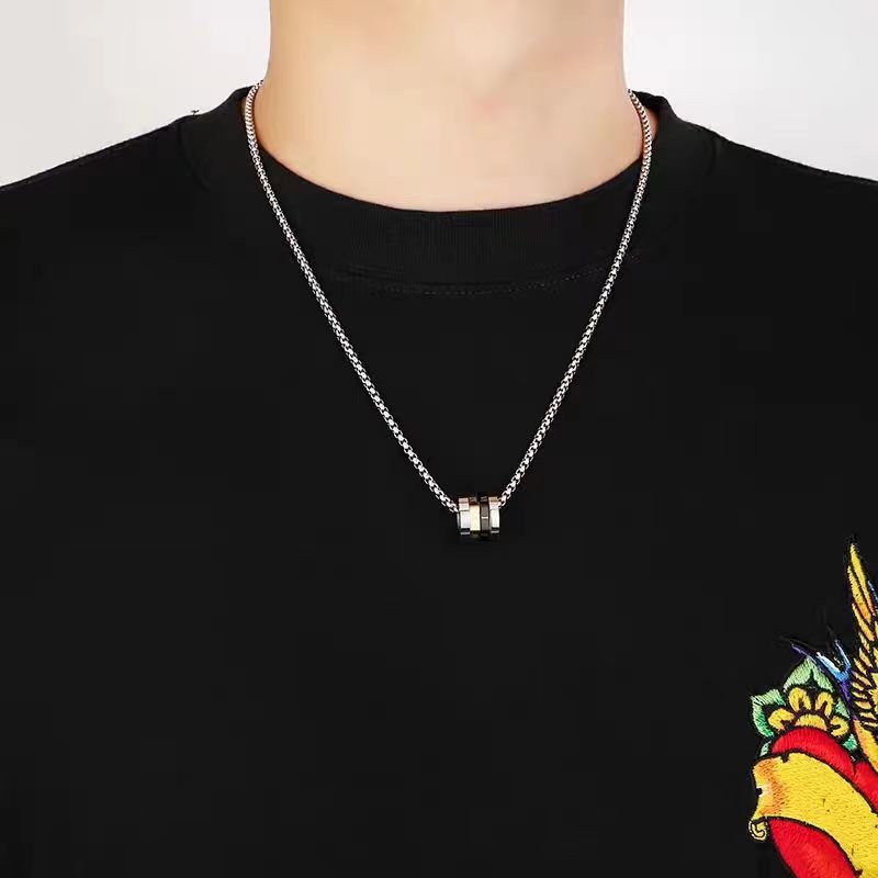 Two-Tone Roman Numeral Pendant Necklace