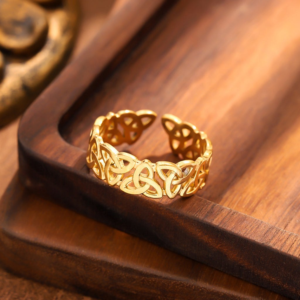 Adjustable Celtic Knot Ring – Gold/Silver Open Band