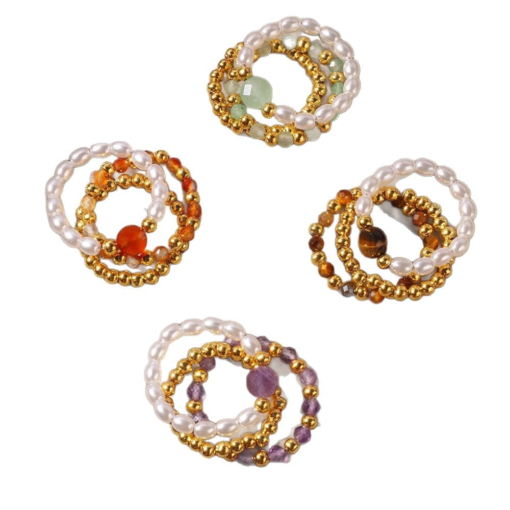 Boho Gemstone Stack Ring Set