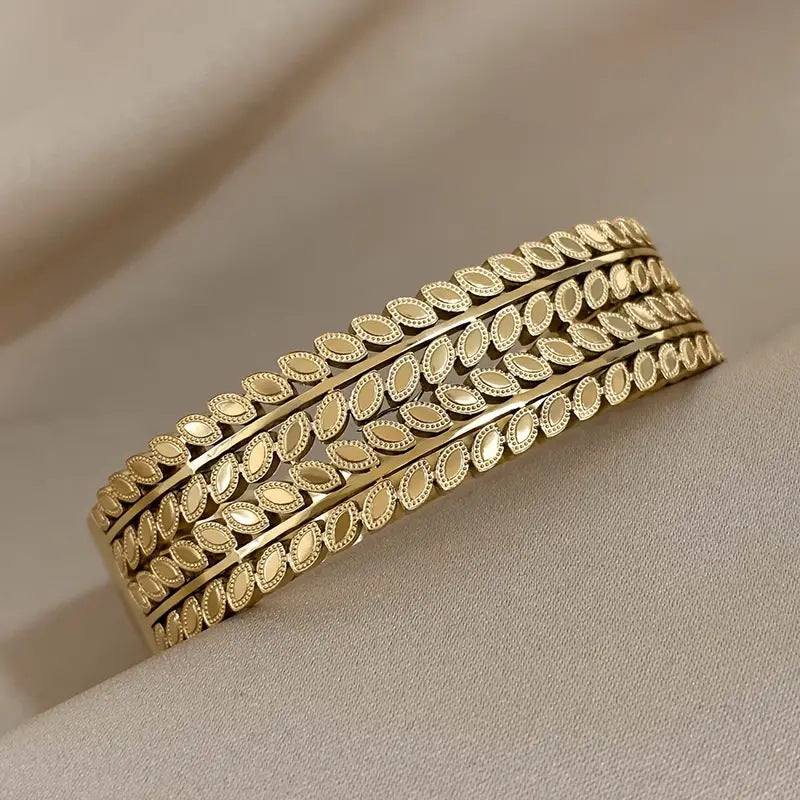 Golden Leaf Statement Cuff Bracelet