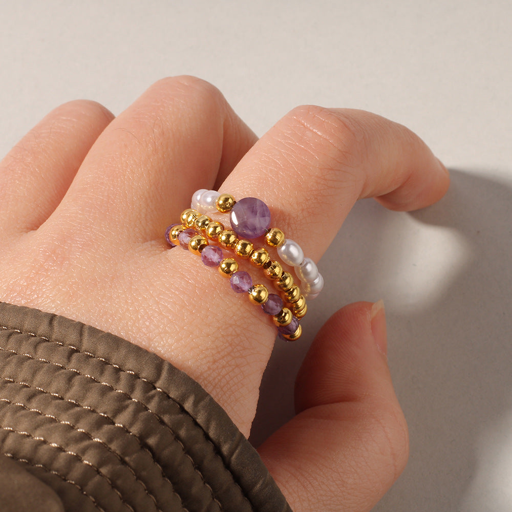 Boho Gemstone Stack Ring Set