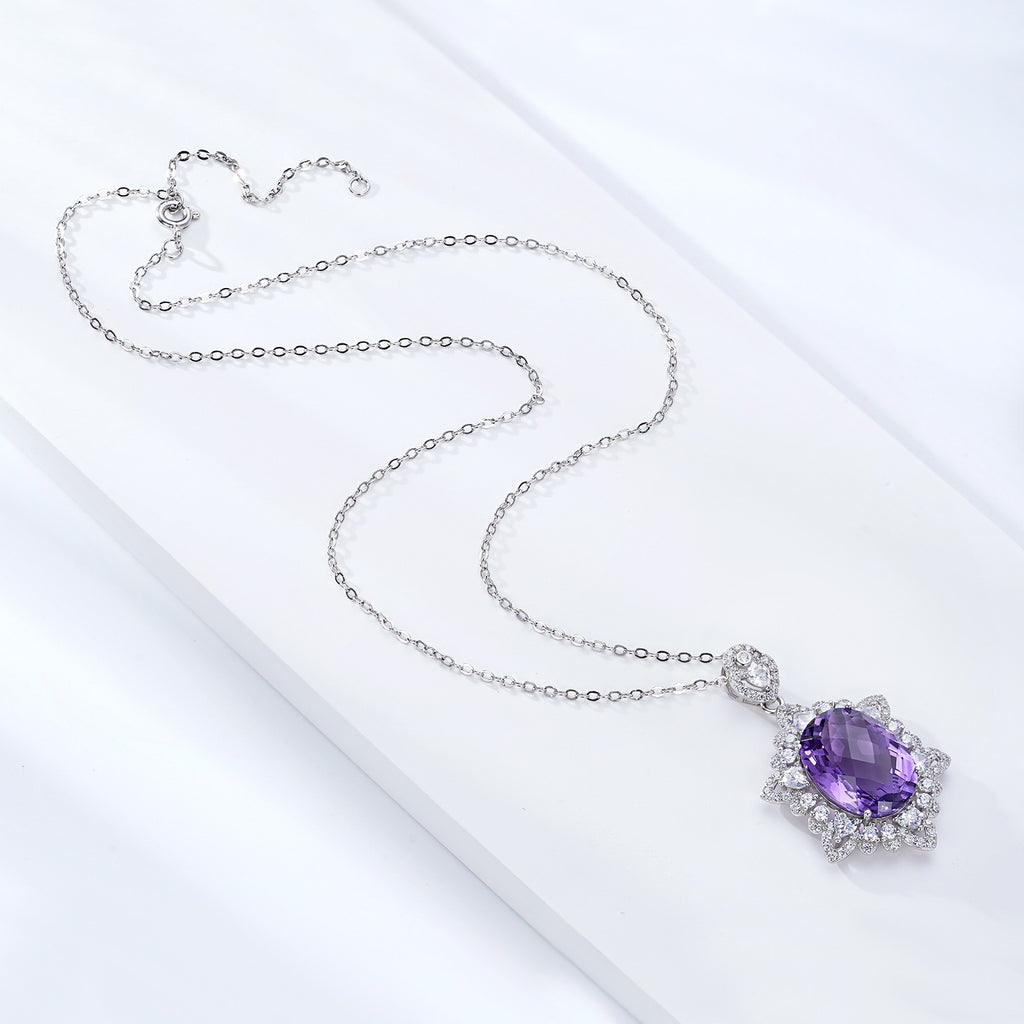 Natural Amethyst Silver Necklace