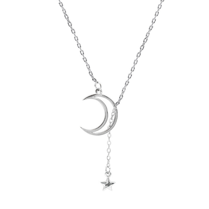Crescent Moon Necklace with Star Drop (Gold/Silver)