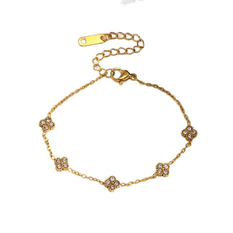 Gold Crystal Flower Bracelet
