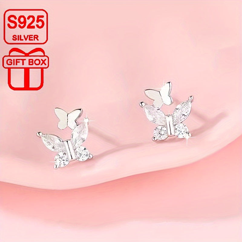 Crystal Butterfly Stud Earrings