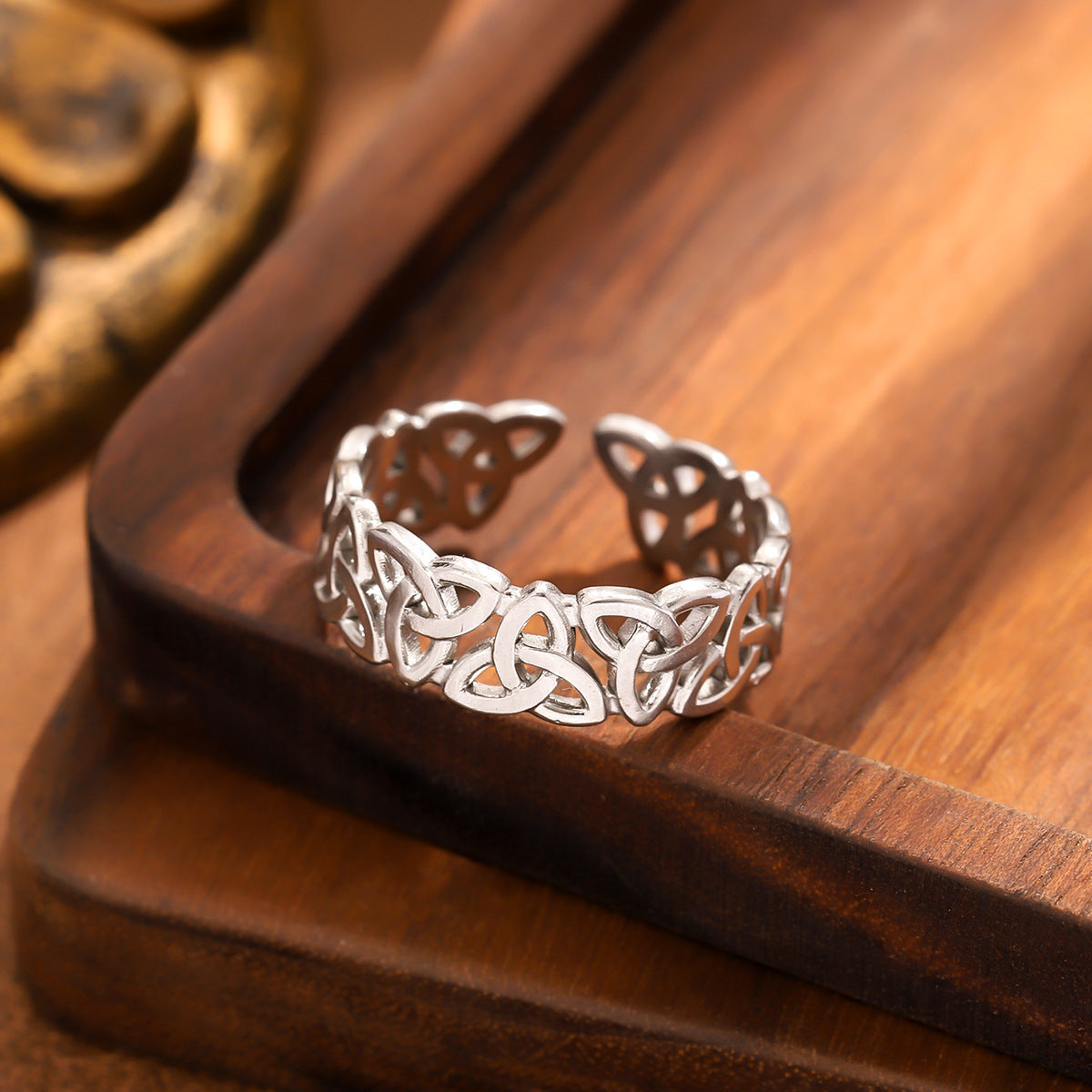 Adjustable Celtic Knot Ring – Gold/Silver Open Band
